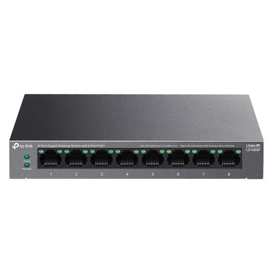 TP-Link Omada LS108GP 8 Port Gigabit Ethernet Desktop Switch with 8-Port PoE+