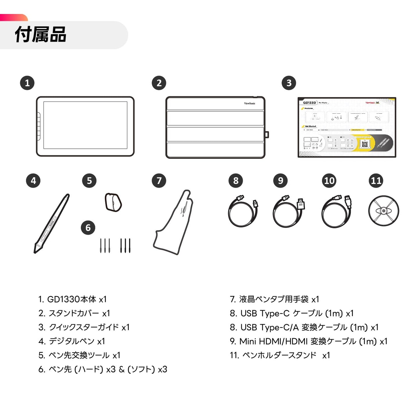 ViewSonic GD1330 13.33" 1080p FHD USB Type-C Tempered Glass Panel Digital Graphics Pen Tablet