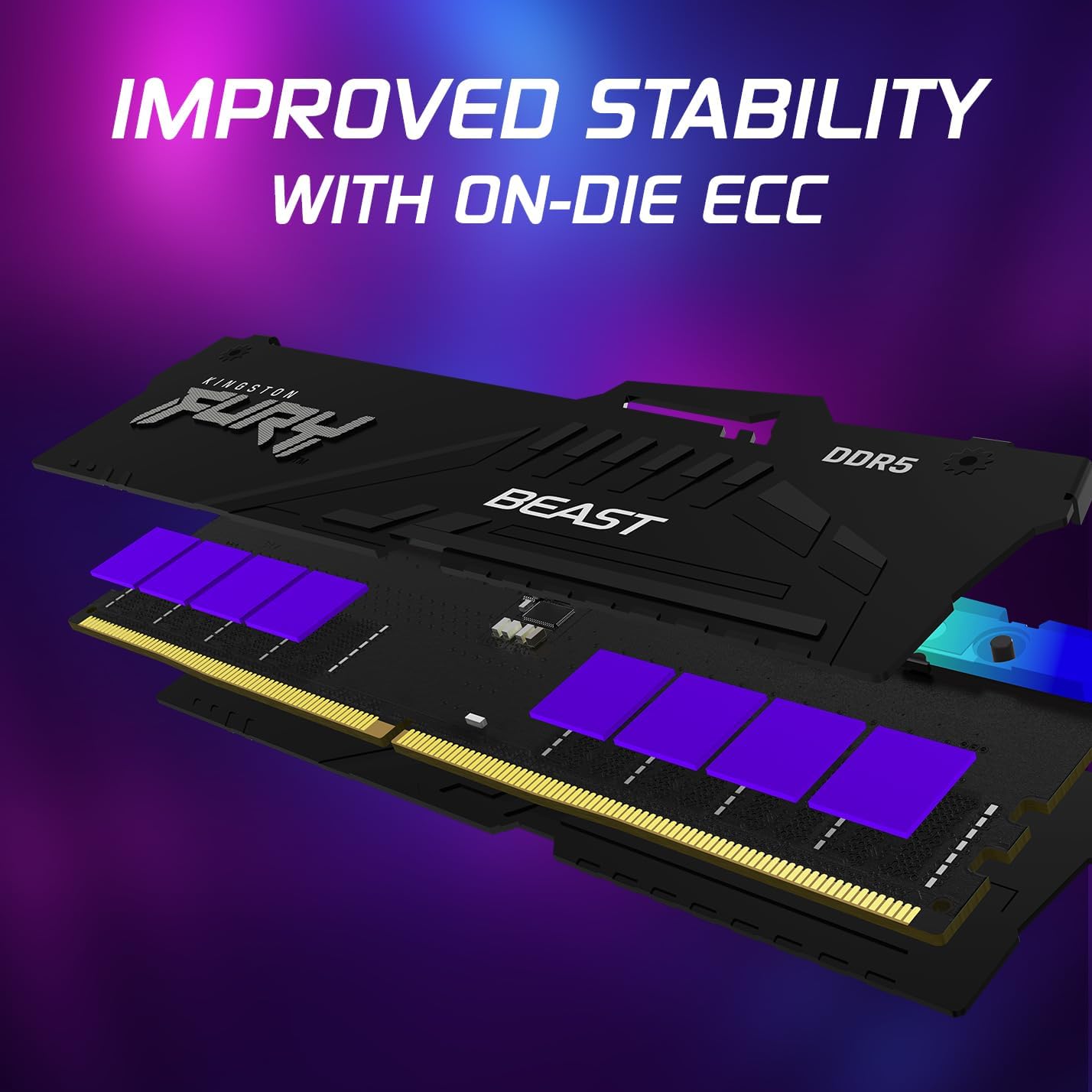 Kingston Fury Beast 16GB DDR5 6000MHz CL36 RGB Gaming Desktop Memory - Black