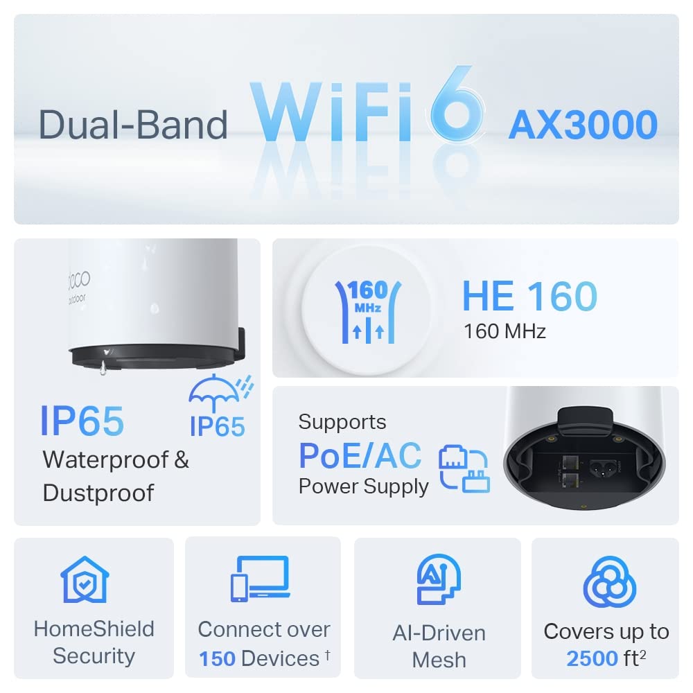 TP-Link AX3000 DECO X50 Outdoor Indoor Dual-Band Whole Home Mesh WiFi - 1 Pack