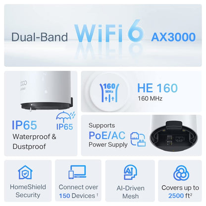 TP-Link AX3000 DECO X50 Outdoor Indoor Dual-Band Whole Home Mesh WiFi - 1 Pack