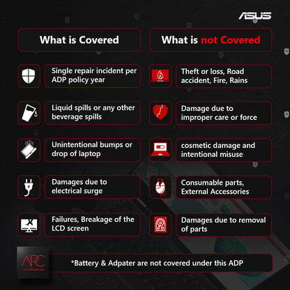 ASUS प्रीमियम केयर TUF ROG Zephyrus STRIX फ्लो सीरीज गेमिंग लैपटॉप के लिए ऑनसाइट सर्विस के साथ 1 साल की ADP ऐड-ऑन वारंटी