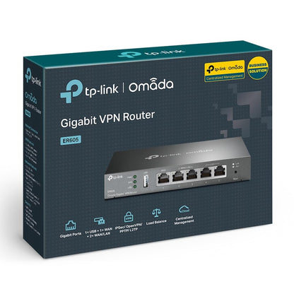 TP-Link Omada ER605 Gigabit VPN Multi-WAN Wired Single Band Router Gateway - Black