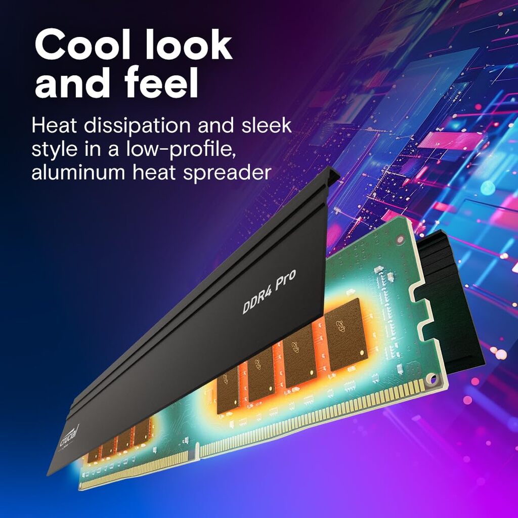 Crucial Pro 32GB (2x16GB) DDR4 3200Mhz CL22 UDIMM Desktop Memory