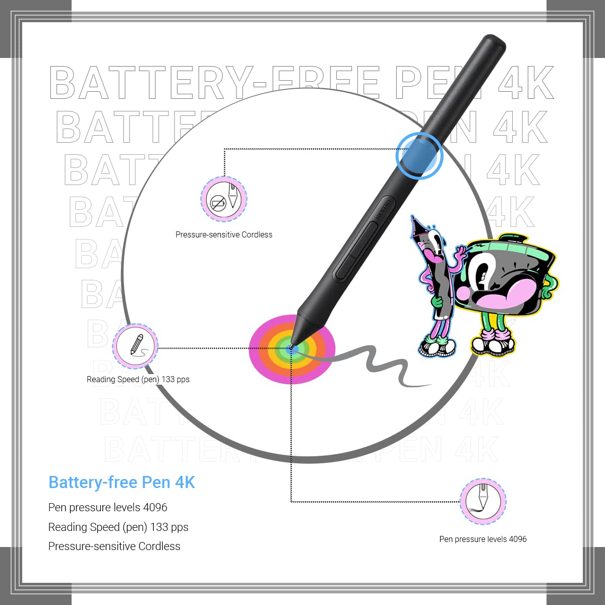 Wacom Intuos Medium CTL-6100/K1-CX 10" Slim Graphics Input Tablet with Pen - Black