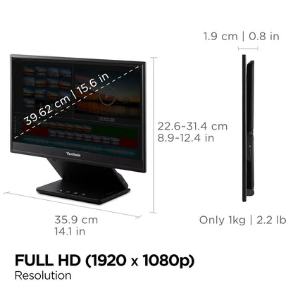 ViewSonic VP16-OLED 16" 60Hz 1080p FHD USB Type-C OLED Panel Portable Monitor with Speakers