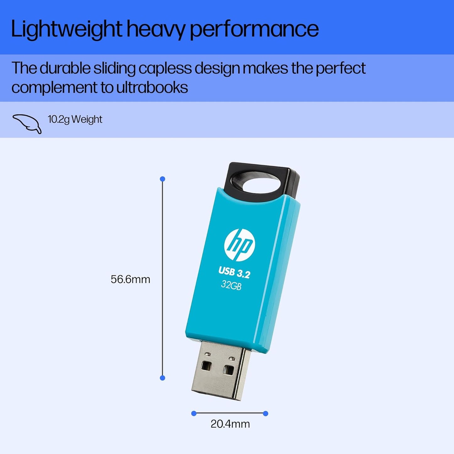 HP 712W 32GB USB 3.2 Flash Drive-Blue
