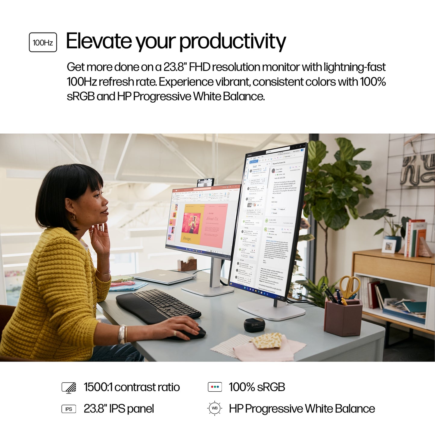 HP S5 Pro 524PF 23.8" 75Hz 1080p FHD IPS Panel 100% sRGB Anti Glare Monitor