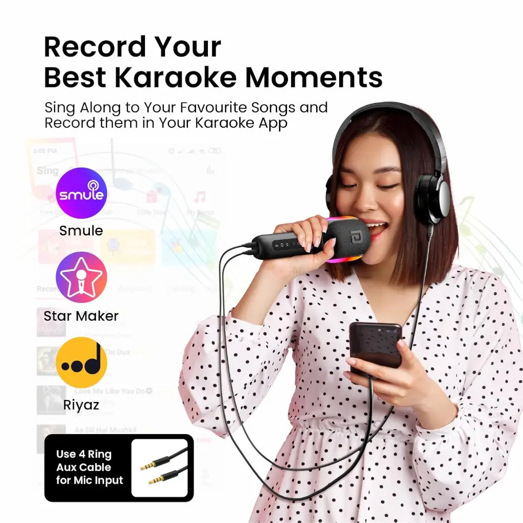 Portronics Dash 2 POR 1932 Wireless Karaoke Microphone 10W Speaker-tpstech.in