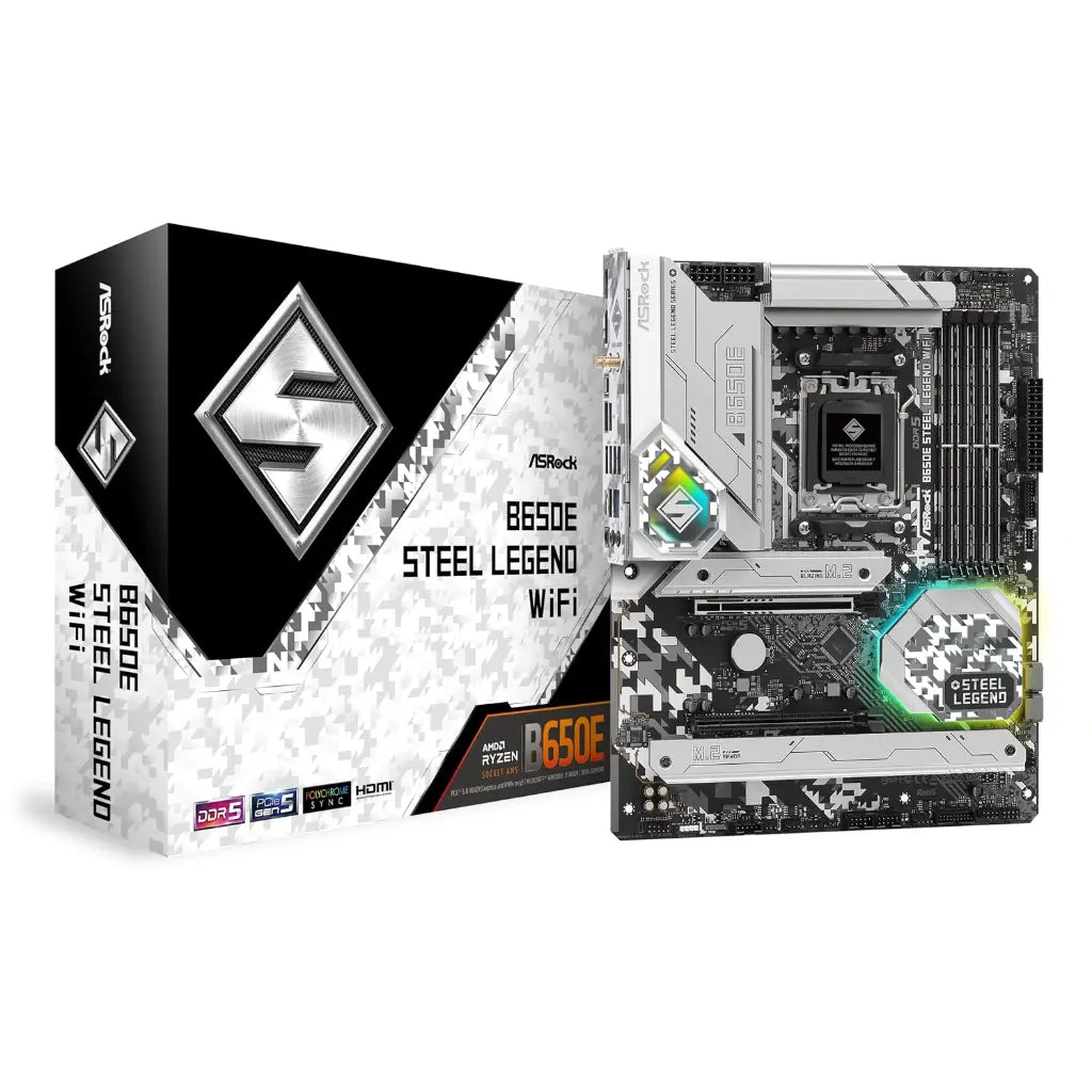 ASRock B650E Steel Legend Wi-Fi AMD AM5 DDR5 7600+ OC ATX Motherboard-tpstech.in