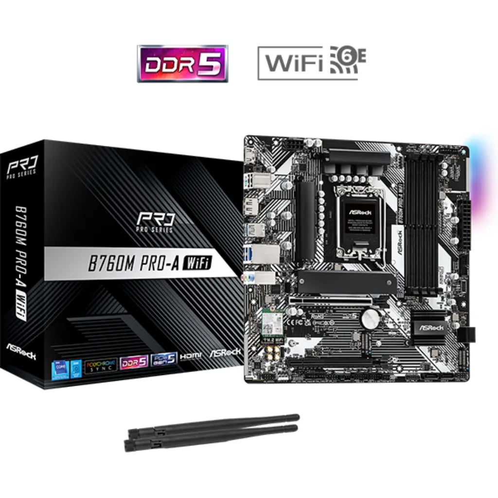 ASRock B760M PRO-A WIFI B760 Intel LGA1700 DDR5 Micro-ATX Motherboard-tpstech.in