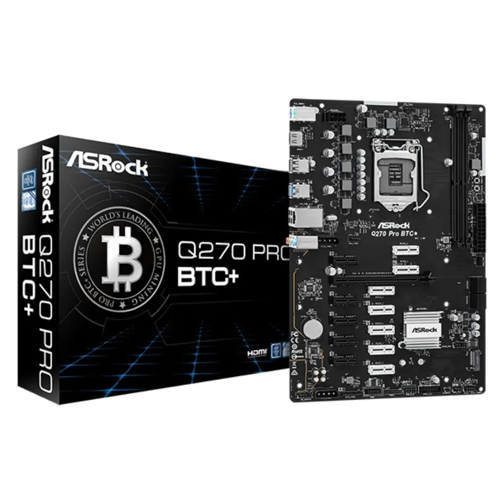 ASRock Q270 Pro BTC+ Mining DDR4 Intel LGA 1151 ATX Motherboard-tpstech.in