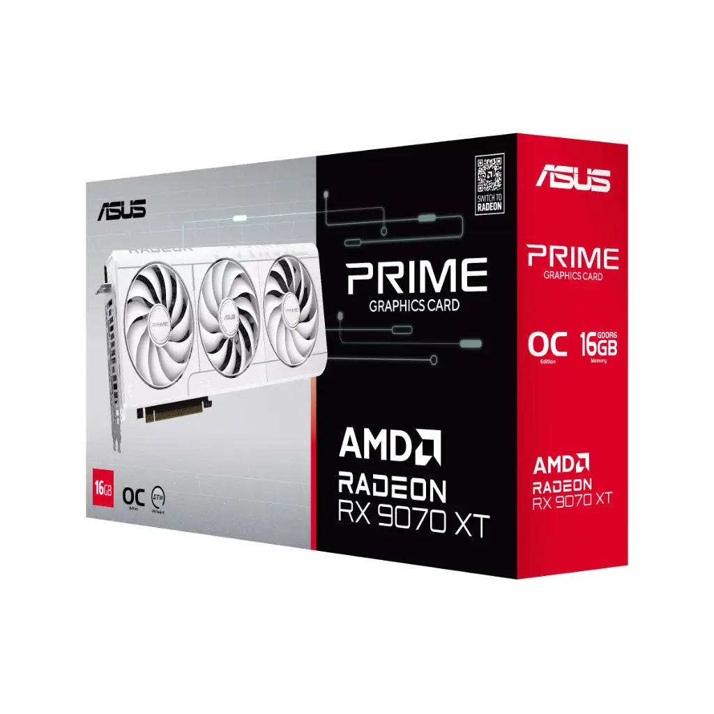 ASUS Prime RX 9070 XT White OC Edition 16GB GDDR6 Graphics Card-tpstech.in