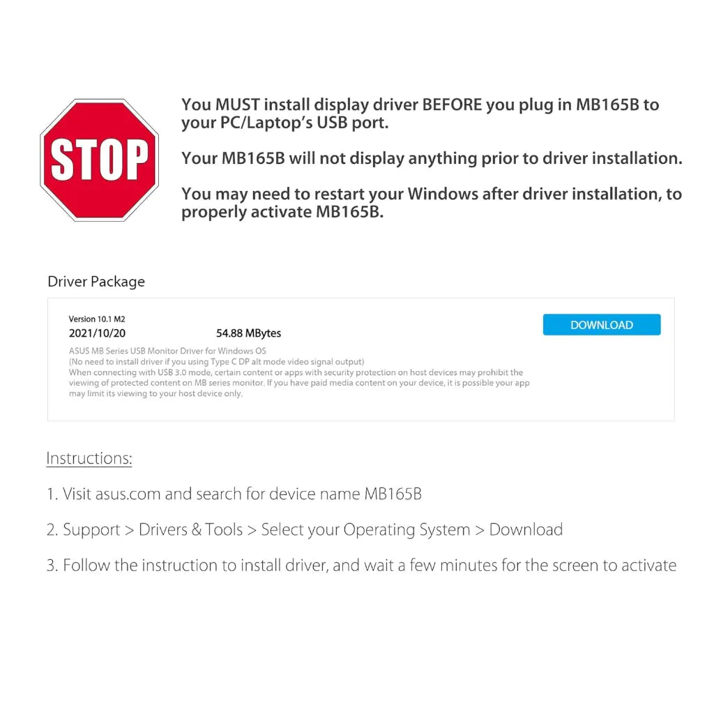 ASUS ZenScreen MB165B 15.6" 60Hz Portable HD Monitor-tpstech.in