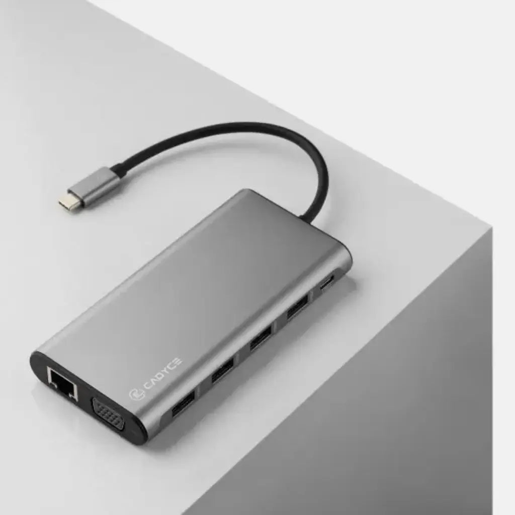 Cadyce CA-2HDVG USB-C Dual HDMI & VGA Docking Station Gigabit LAN SD/MicroSD USB Ports-tpstech.in
