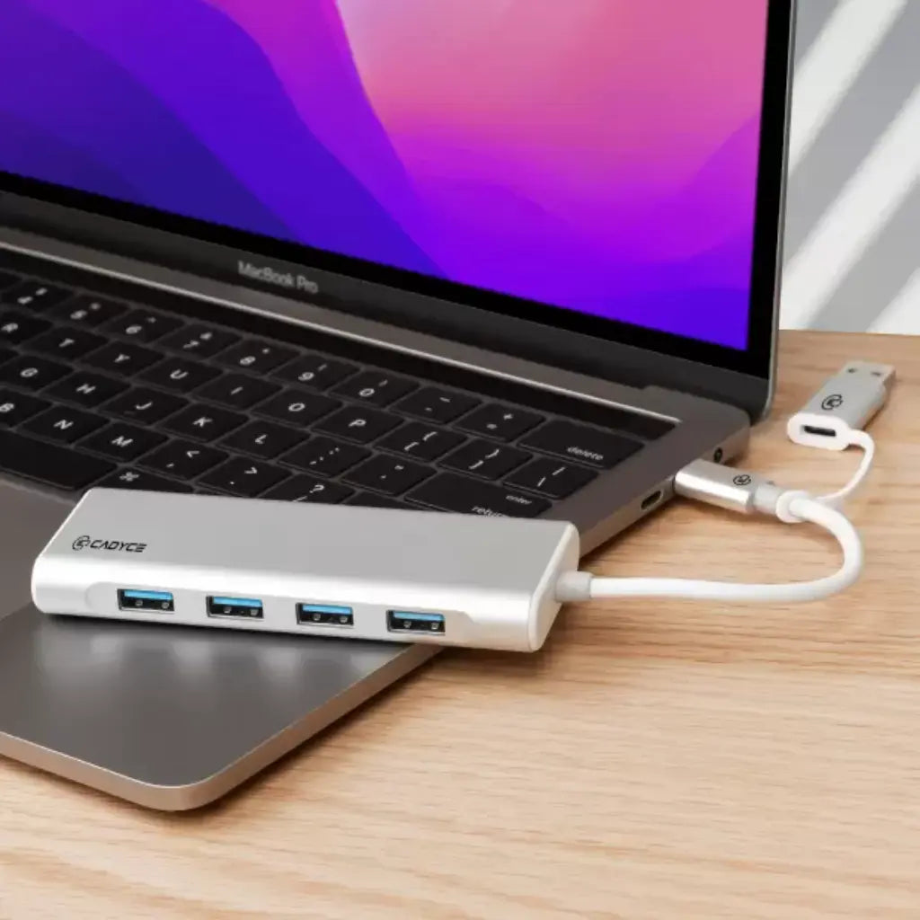 Cadyce CA-UC4H USB-C & USB 3.0 4-Port Hub Plug & Play Windows & Mac Compatible-tpstech.in