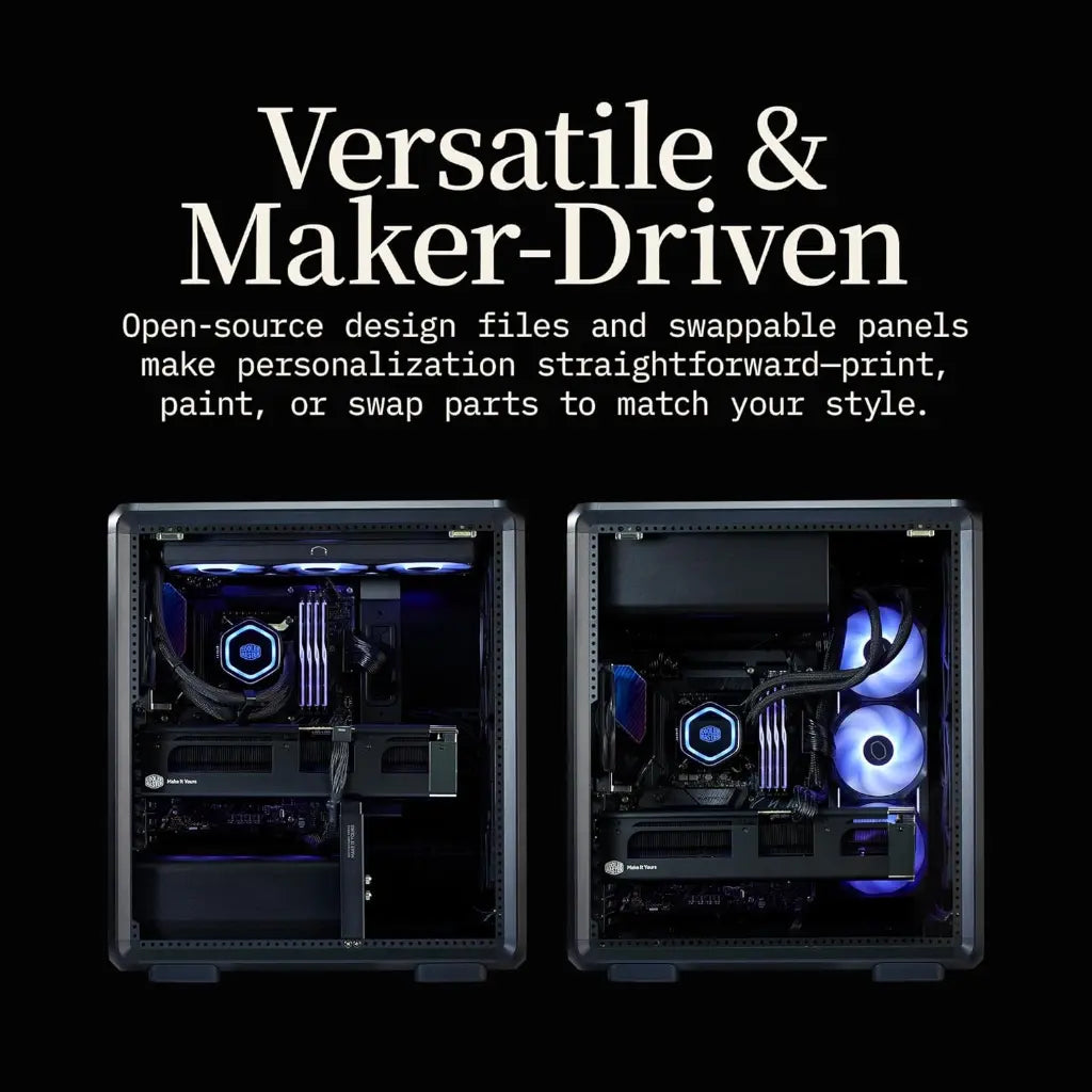 Cooler Master MasterFrame 500 Mesh ARGB Open‑Frame Mid‑Tower Case - Black-tpstech.in