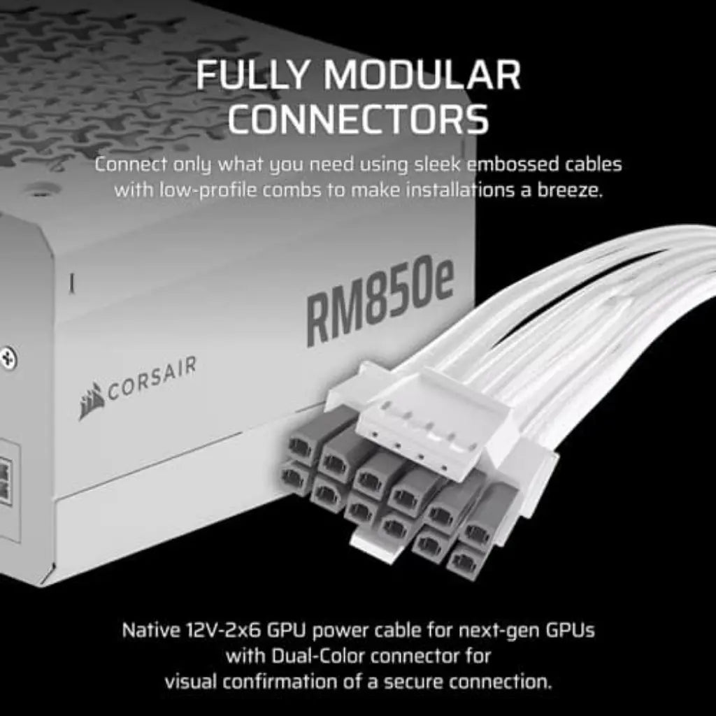 Corsair RMe Series RM850e 850W Gold ATX 3.1 Fully Modular Power Supply - White-tpstech.in