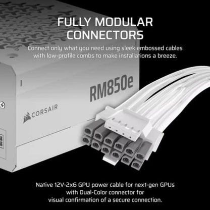 Corsair RMe Series RM850e 850W Gold ATX 3.1 Fully Modular Power Supply - White-tpstech.in