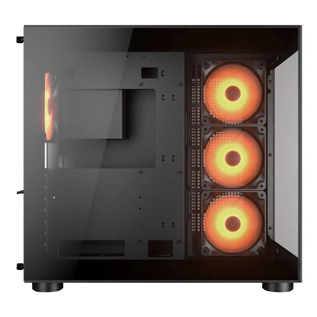 Cougar FV150 RGB Tempered Glass Mid Tower Dual-Chamber ATX Computer Case with 4 Pre-Installed ARGB Fans-  Black-tpstech.in