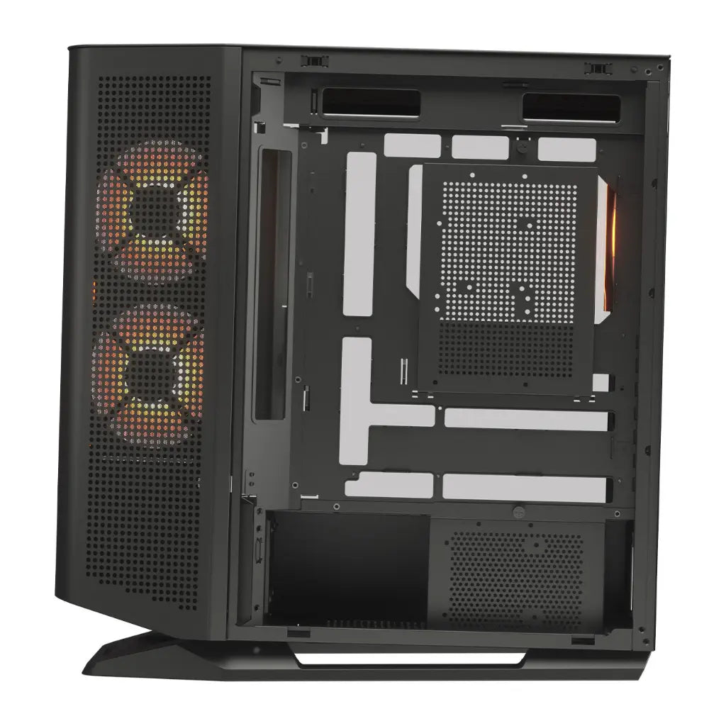 Cougar FV270 RGB Tempered Glass Mid‑Tower Computer Case with E‑ATX Support, Angled Airflow & ARGB Fans - Black-tpstech.in