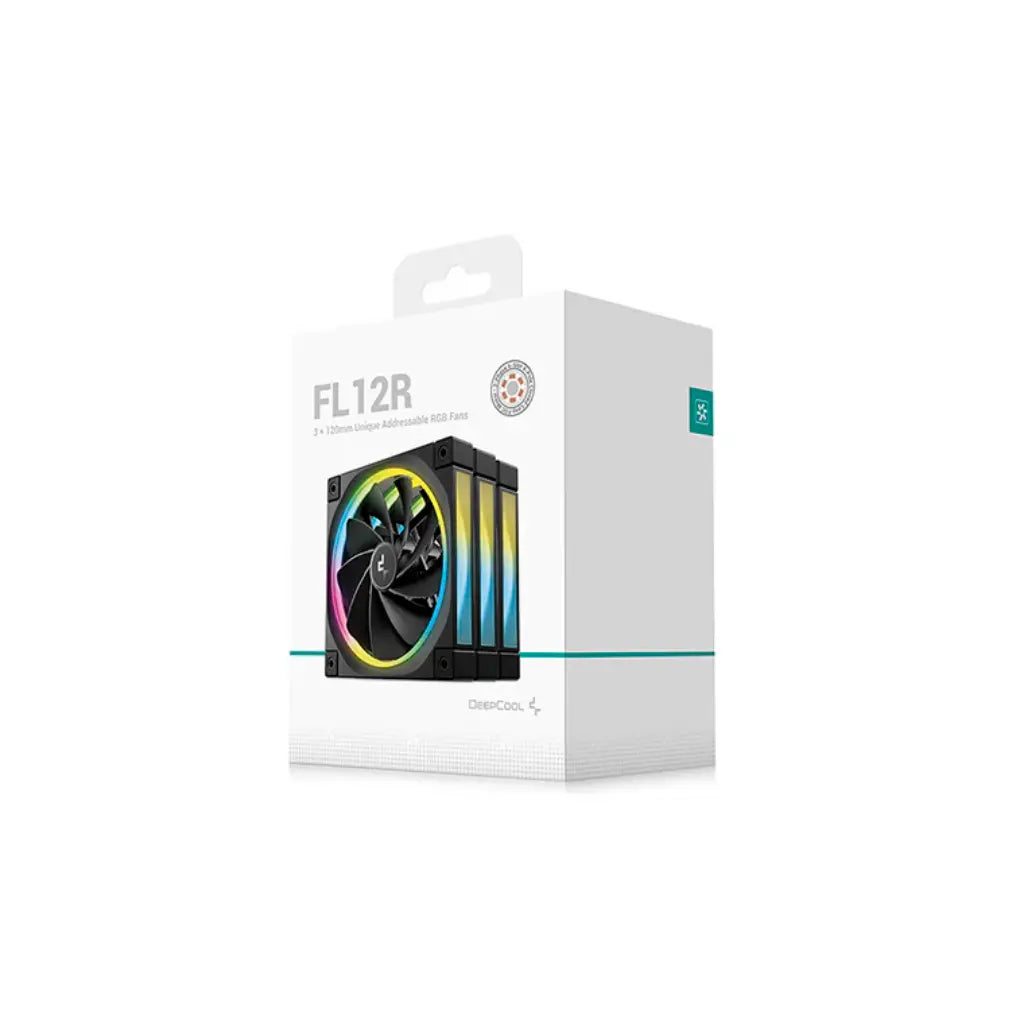 DeepCool FL12R 3in1 ARGB Reverse Blade 120mm PWM Case Fan Pack - Black-tpstech.in