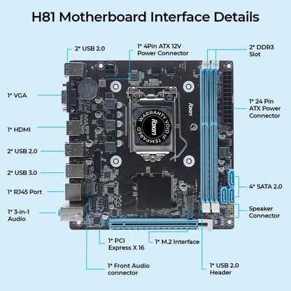 Foxin H81 Prime Intel H81 LGA 1150 DDR3 NVMe NGFF ATX Motherboard-tpstech.in