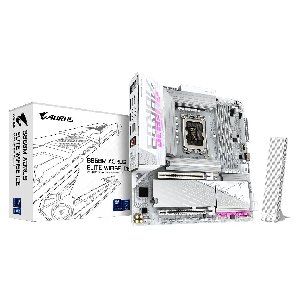 Gigabyte B860M AORUS ELITE WIFI6E ICE Intel B860 LGA1851 DDR5 Micro-ATX Motherboard-tpstech.in