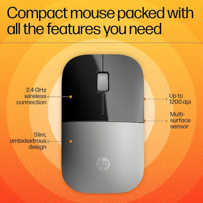 HP Z3700 1200 DPI Sleek Design Optical Sensor 2.4 GHz Wireless Mouse - Silver-tpstech.in