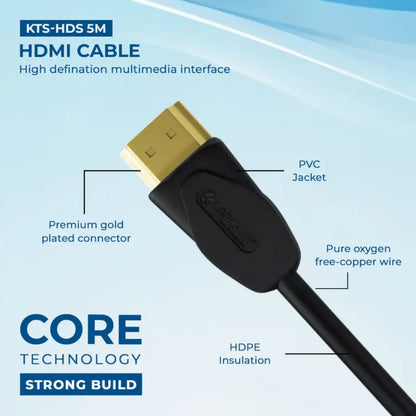 Lapcare High Speed HDMI 1.4 Cable 5M with Ethernet 3D Ultra HD-tpstech.in