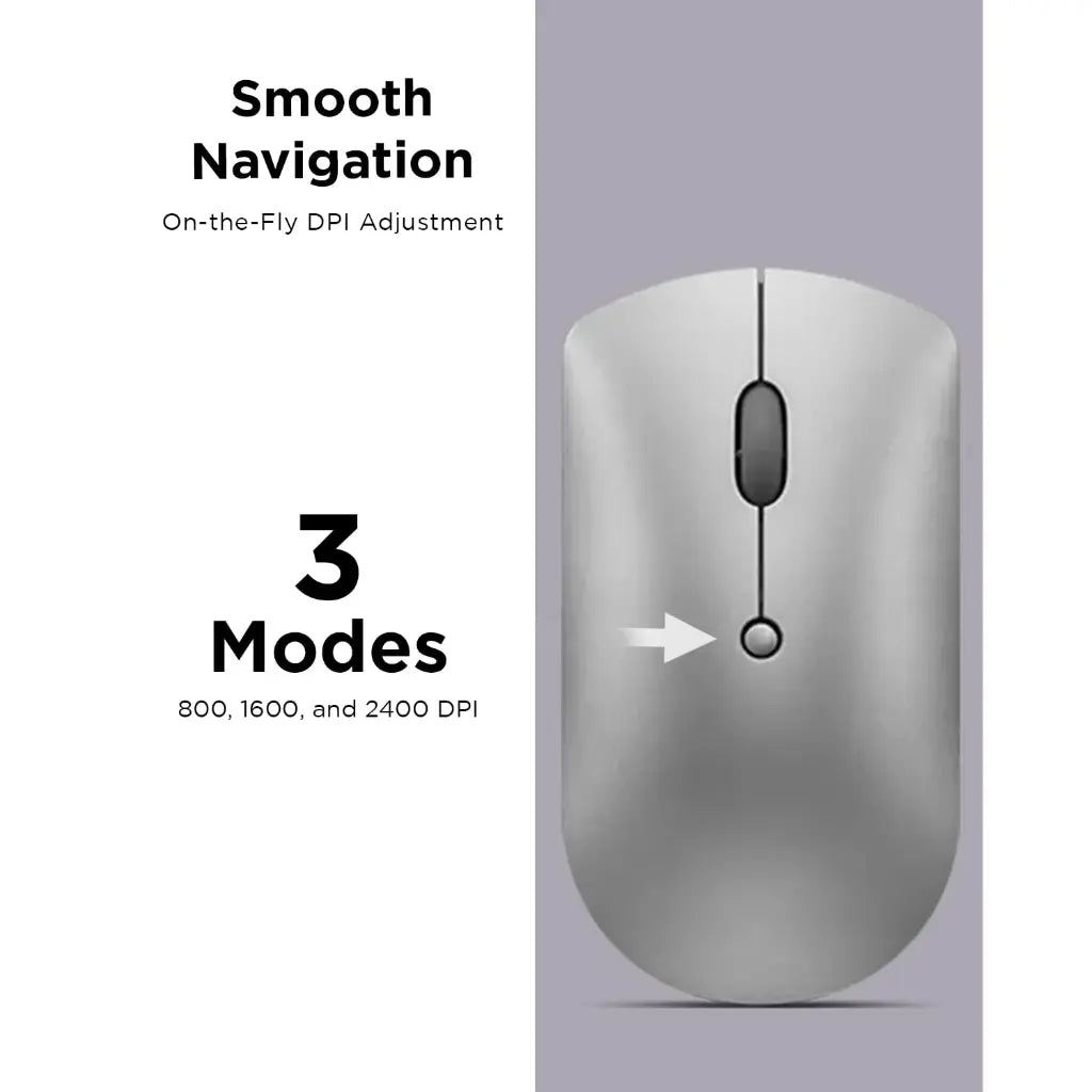 Lenovo 600 Bluetooth Silent Mouse Dual Device Connectivity Silent Clicks - Iron Grey-tpstech.in