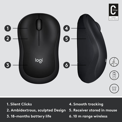 Logitech M220 1000DPI 2.4GHz Silent Wireless Mouse - Black-tpstech.in