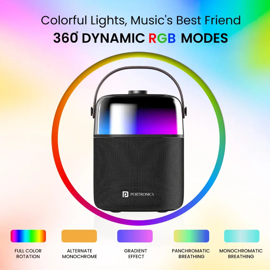 Portronics Dash 4 POR 2036 50W Bluetooth 5.3 Wireless Party Speaker with Karaoke Mic RGB Lights-tpstech.in