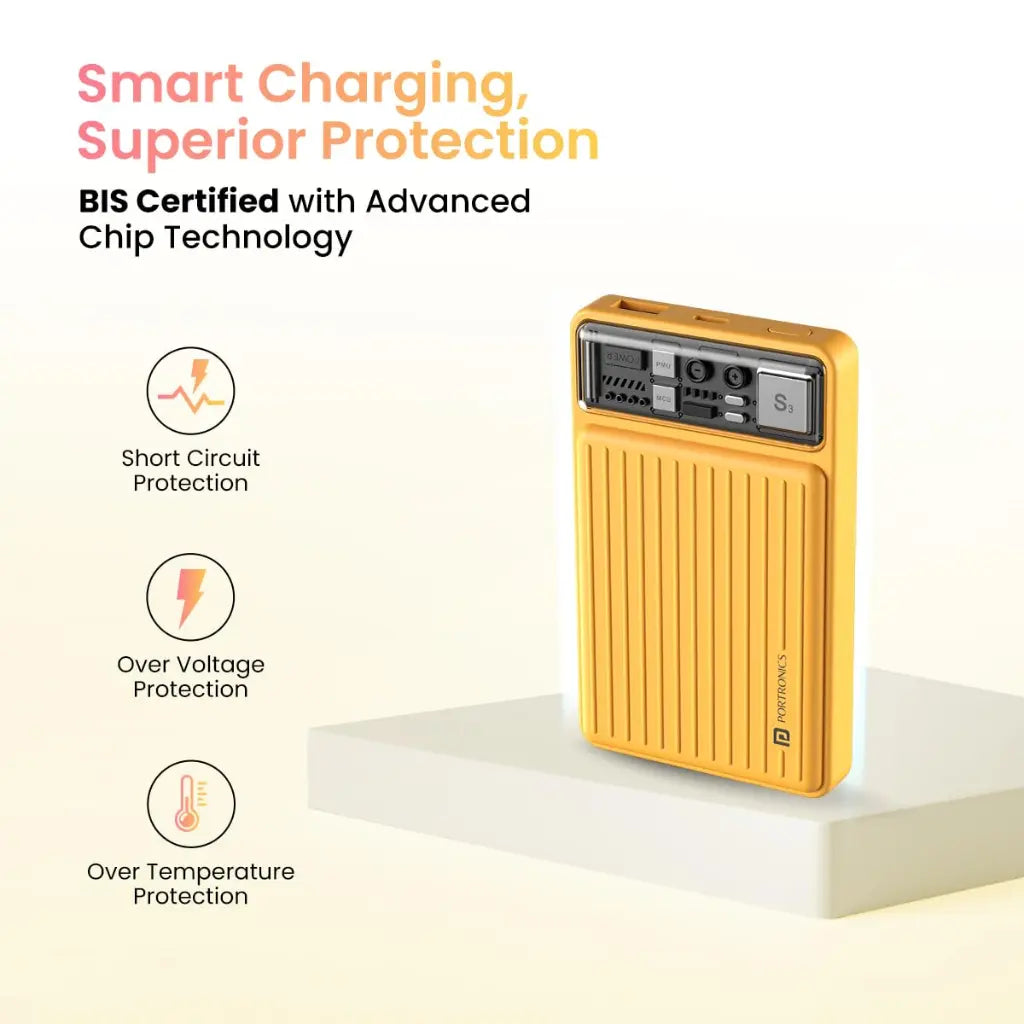 Portronics Luxcell Mini 10K 10000mAh Power Bank 22.5W Fast Charging-tpstech.in