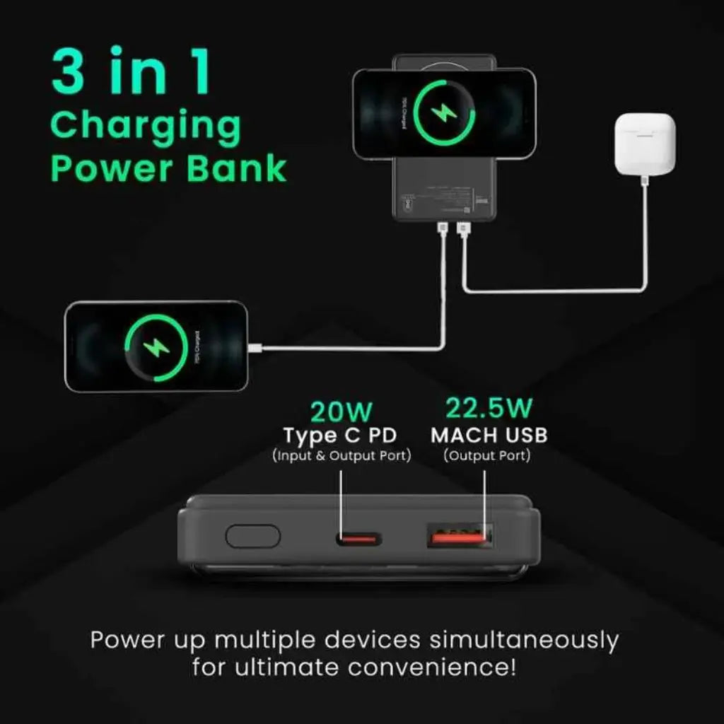 Portronics Luxcell Wireless Mini 10K POR 2178 10000mAh Power Bank-tpstech.in