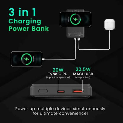 Portronics Luxcell Wireless Mini 10K POR 2178 10000mAh Power Bank-tpstech.in
