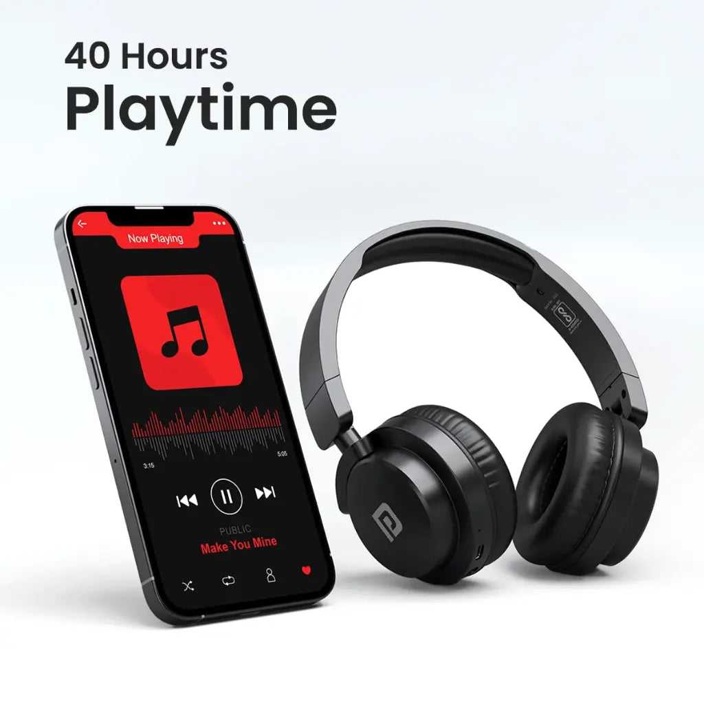 Portronics Muffs M2 POR 1882 Bluetooth 5.3 Over Ear Headphones 40Hrs Playtime-tpstech.in