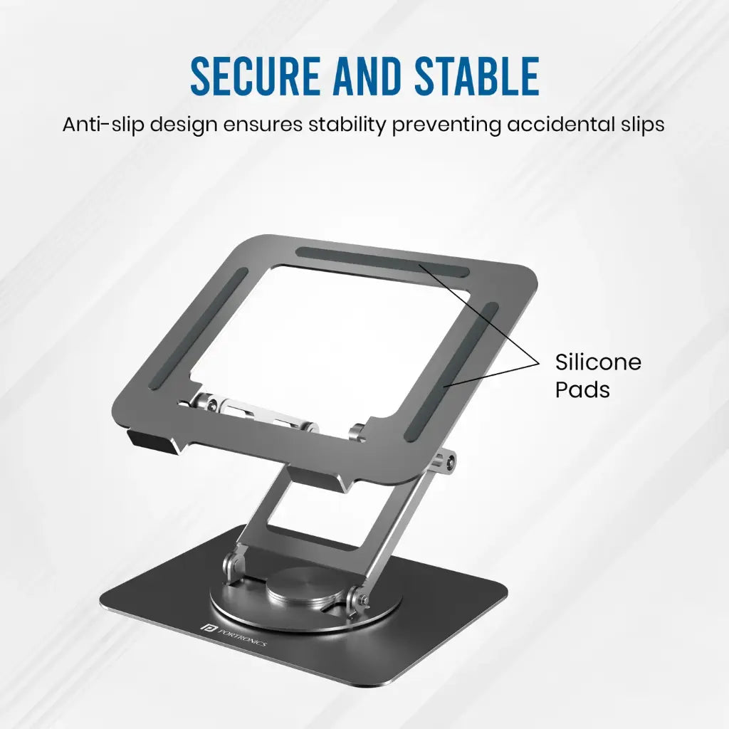 Portronics My Buddy K11 Pro Laptop Stand Adjustable Height 360 Rotation-tpstech.in