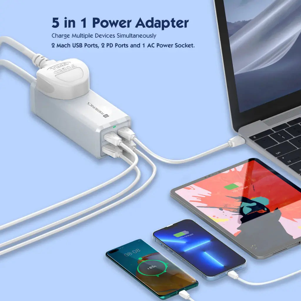 Portronics POR 1251 Adapto Volt 65 5-in-1 Power Adapter 65W Fast Charger-tpstech.in