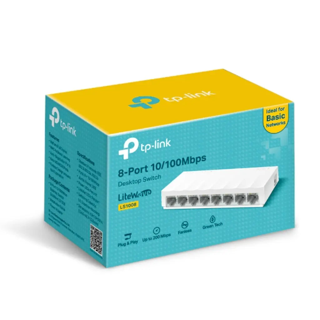 TP-Link LS1008 8-Port 10/100Mbps Desktop Network Switch-tpstech.in