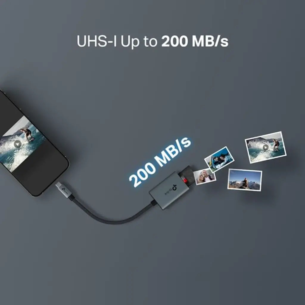 TP-Link UA430C USB 3.0 Type-C to SD & microSD Card Reader Dual Slot UHS-I 200MB/s 2TB Support-tpstech.in