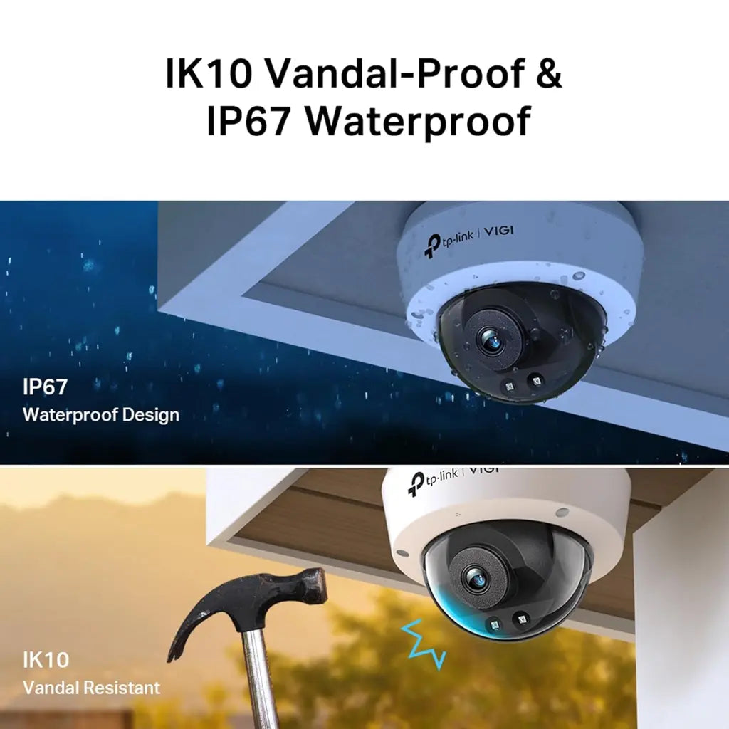TP-Link VIGI C220I V1 2MP IR Dome Network Camera with AI Detection  IK10 Vandal-Proof & IP67-tpstech.in