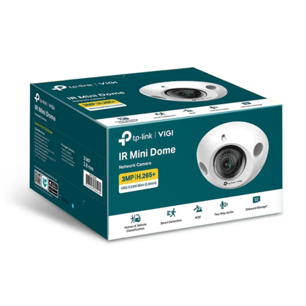 TP-Link VIGI C230I Mini 3MP 2.8MM IR Mini Dome Network Camera IK08 Vandal-Proof H.265+ Compression-tpstech.in