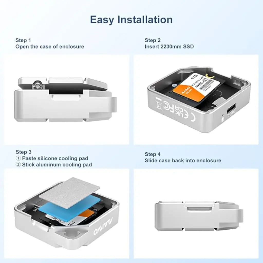 MAIWO K1725P2 Tool-Free USB 3.2 Gen2 10Gbps M.2 2230 NVMe SATA SSD Enclosure