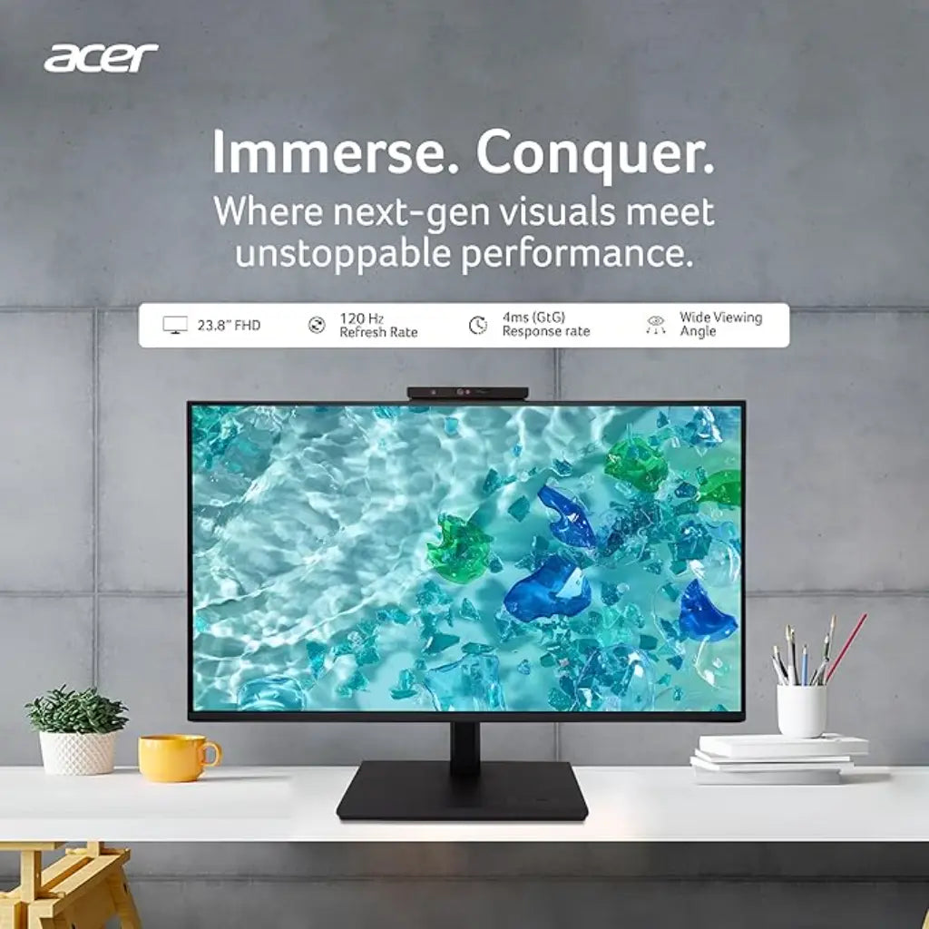 Acer B247Y D6 23.8" Full HD IPS Monitor with 5MP IR Adjustable Webcam