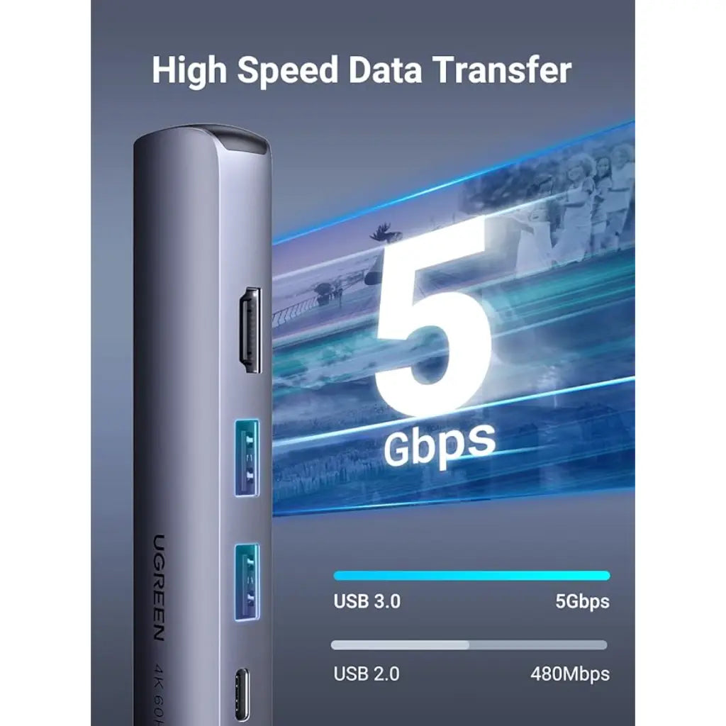 Ugreen USB-C 5-in-1 Dock with 4K HDMI 2×USB 3.0 Ports & 100W PD