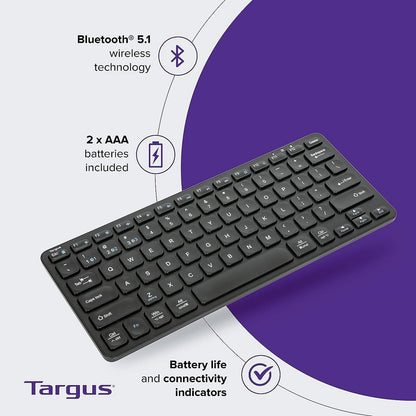Targus Compact Multi-Device Bluetooth Antimicrobial Keyboard (Black)