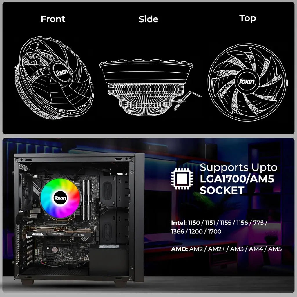 Foxin FCF 002 120mm RGB CPU Cooling Fan with Hydramatic Bearing