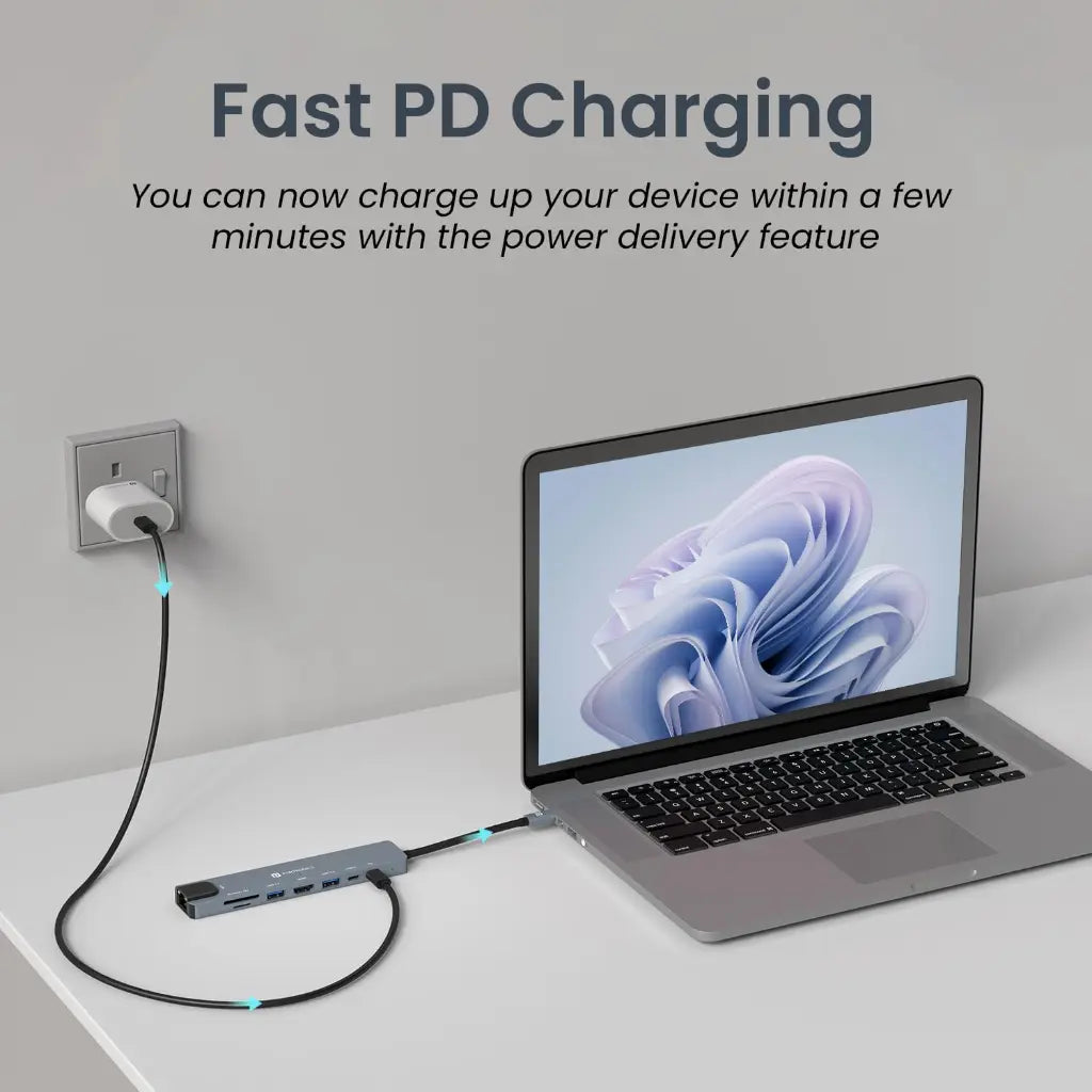 Portronics Mport 8 POR 2149 USB C Hub 8 in 1 with 4K HDMI 100 Mbps