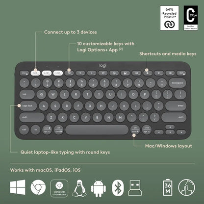 Logitech Pebble 2 Combo Wireless Bluetooth Keyboard & Mouse Set with Logi Bolt Receiver